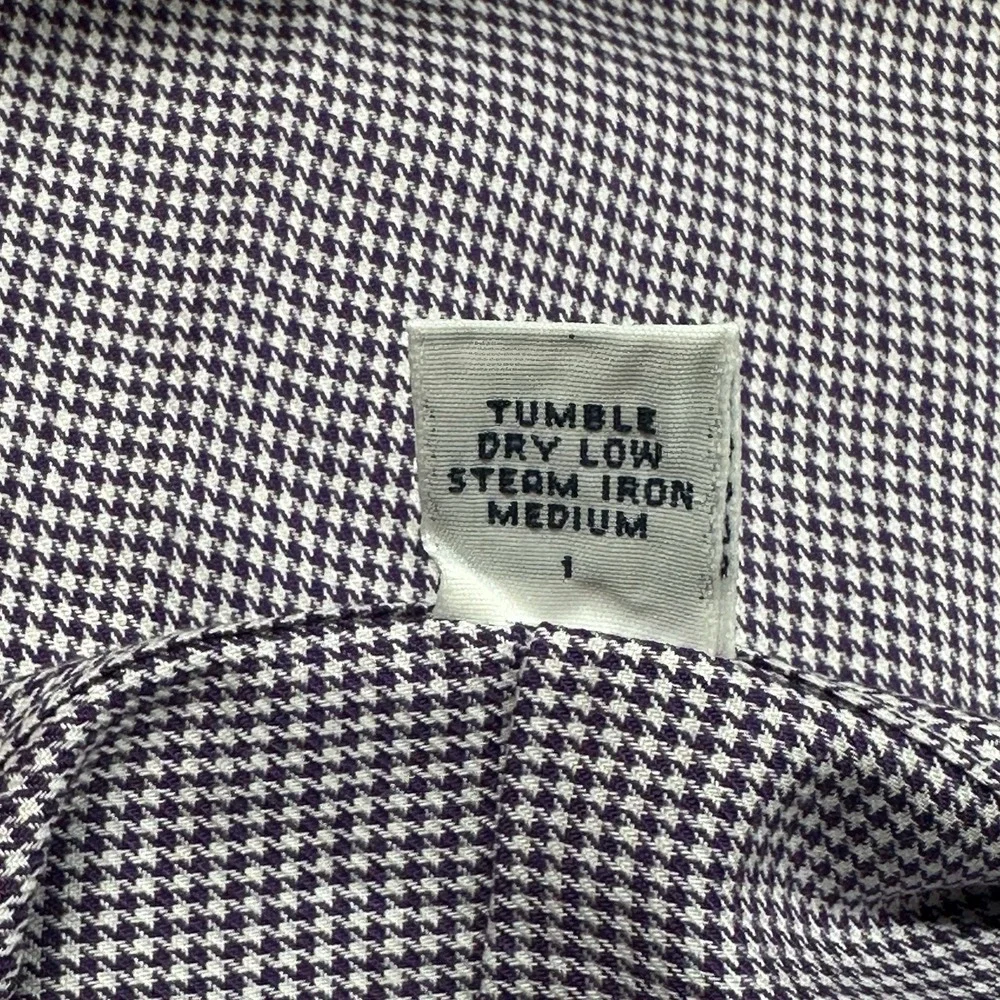 Vintage Polo Ralph Lauren Andrew 17 34/35~XL Purple Houndstooth Dress Shirt USA